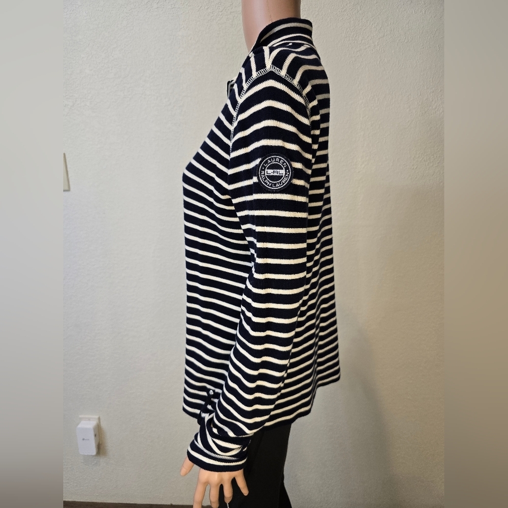 Ralph Lauren LRL Active Sweatshirt Top Womens XL Long Sleeve Striped 1/4 Zip - Picture 6 of 9